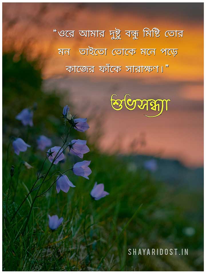 Good Evening Image in Bengali with a Poem for Friend