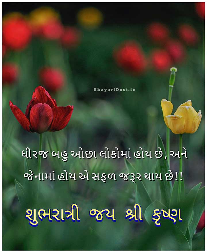 Shubh Ratri Suvichar Gujarati with Flowers
