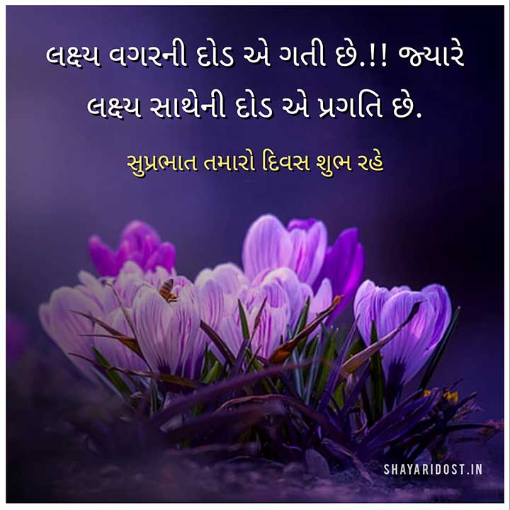 Gujarati Good Morning Quotes with Flowers 