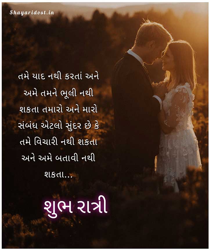 Romantic Gujarati Good Night Shayari for Girlfriend