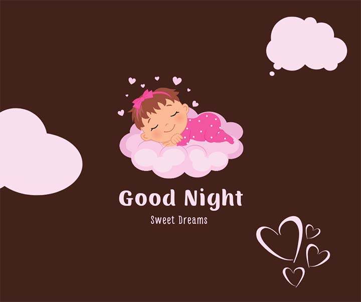 Cute Good Night Image With Sleeping Baby