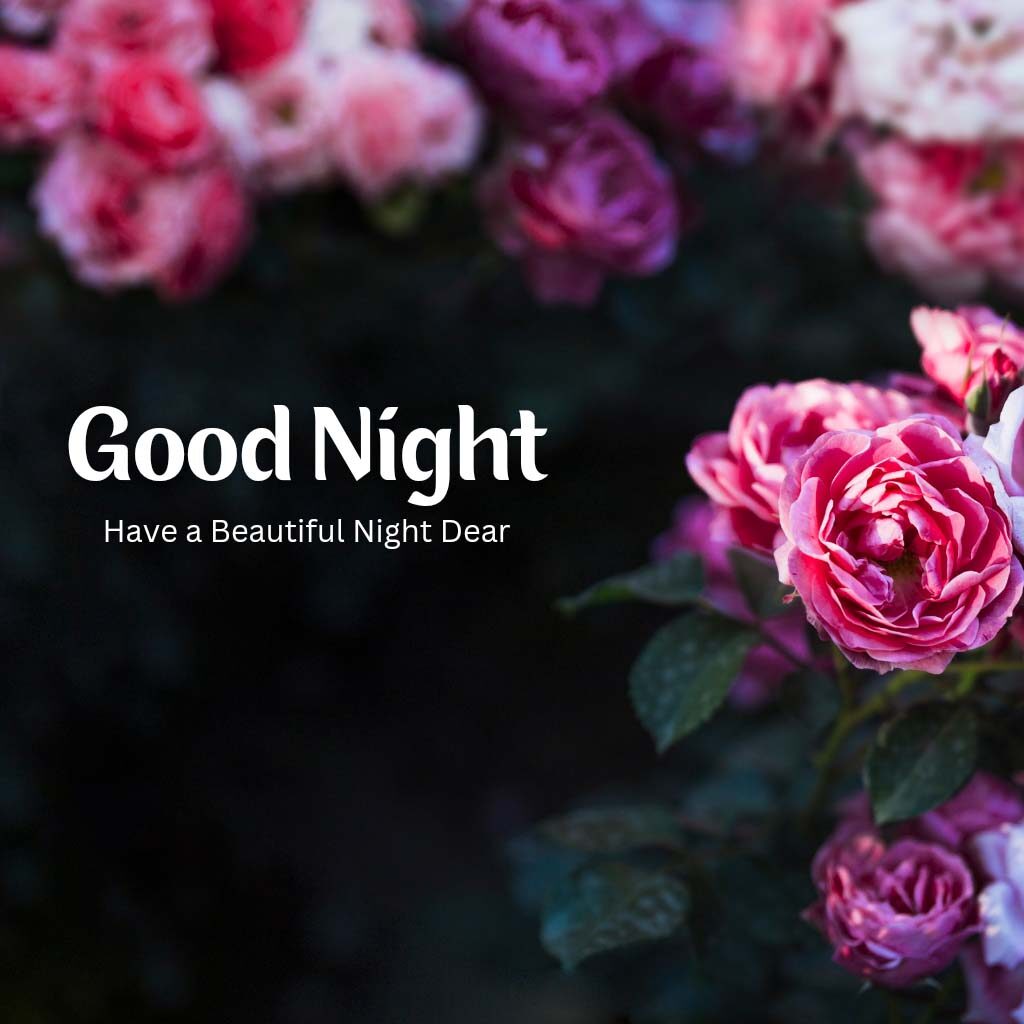 Romantic Good Night Dear With Flowers Background